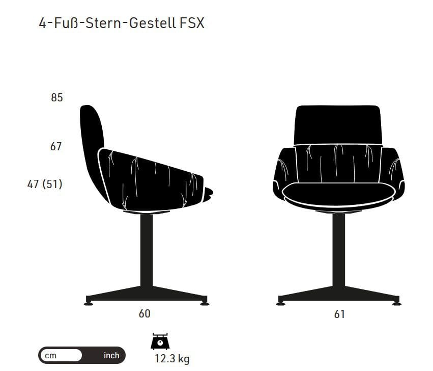 4-спицевое мягкое вращающееся кресло KFF Faye Casual ARCH-00088960 - Вид №5