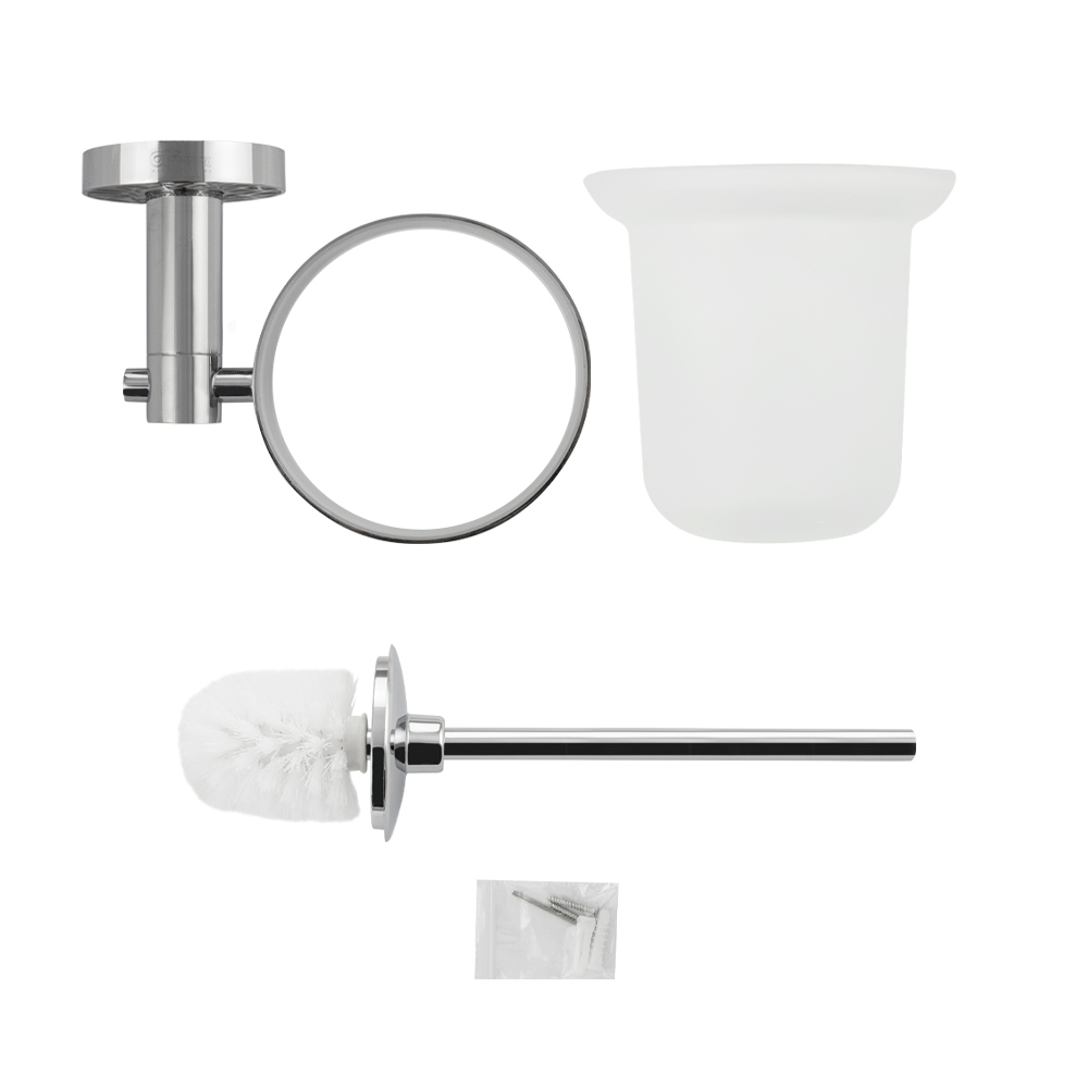 GFmark - Ёрш для унитаза стеклянный, с креплением к стене, с БЕЛОЙ МОЗАИКОЙ, код: 3205  - Вид №3