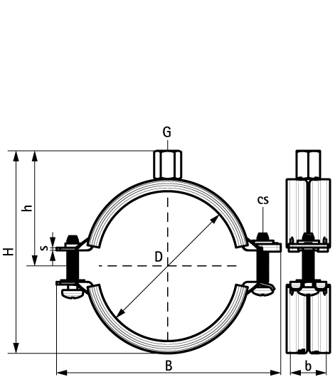 31085115 Bifix® G2 Хомуты (M8/10) (BUP1000) для стальных, медных, чугунных и пластиковых (многослойных) труб walraven  - Вид №1