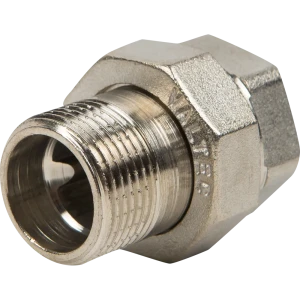 Сгон прямой Valtec, американка, внутренняя-наружная резьба, 3/4", никелированная латунь