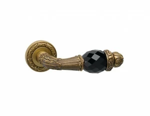 0R6541.N00.01 Набор дверных ручек на розах с черными кристаллами swarovski Золото 24К