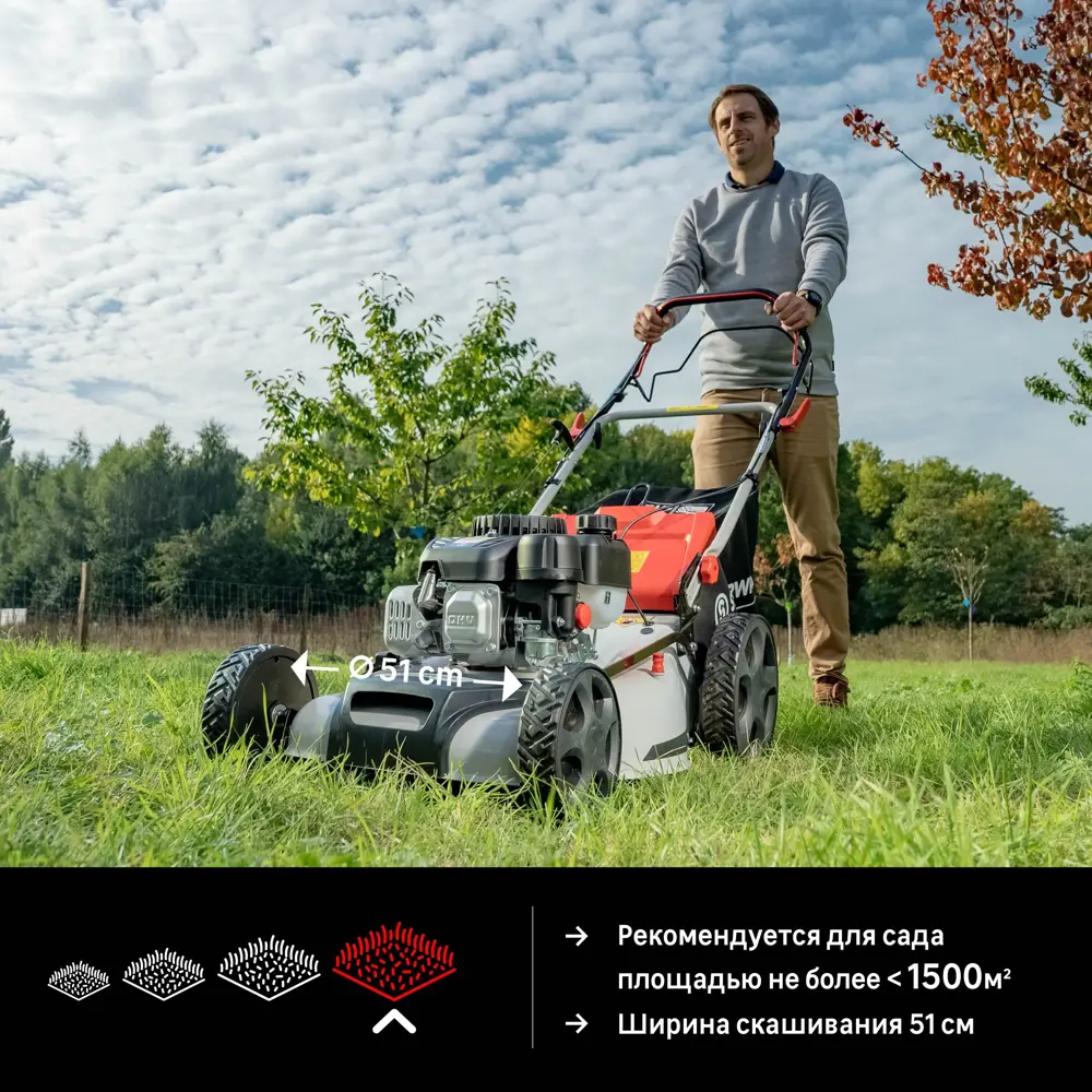 Бензиновая газонокосилка STERWINS 51 см с мульчированием 84600682 STLM-0052634 - Вид №6