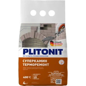 Смесь ремонтная жаростойкая для печей и каминов Плитонит СуперКамин ТермоРемонт огнеупорность 400°С 4 кг