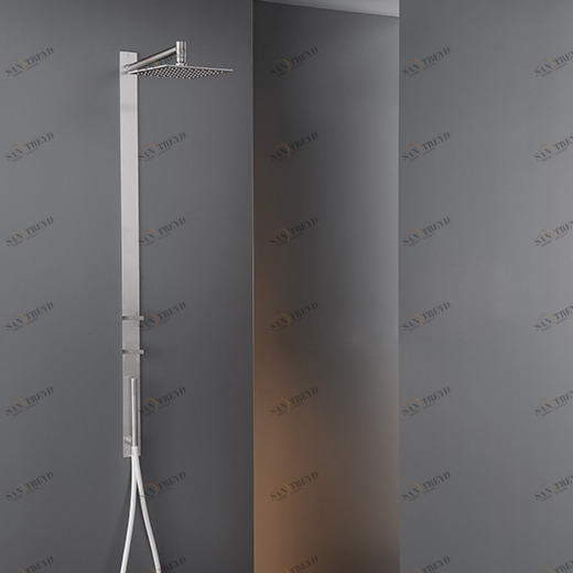 Душевой комплект с квадратной регулируемыми душевой головкой L. 200 мм с регулятором давления и цилиндрический ручной душ диаметр 18 мм  BAR02 CEADESIGN 