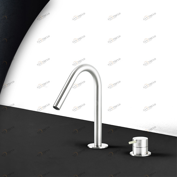 Смеситель для раковины сталь глянцевая с серой ручкой Toki Radomonte TKI30LCIL29