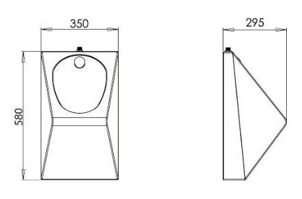 46262 Настенный писсуар, уринал с мушкой PURUS Steel - Вид №2