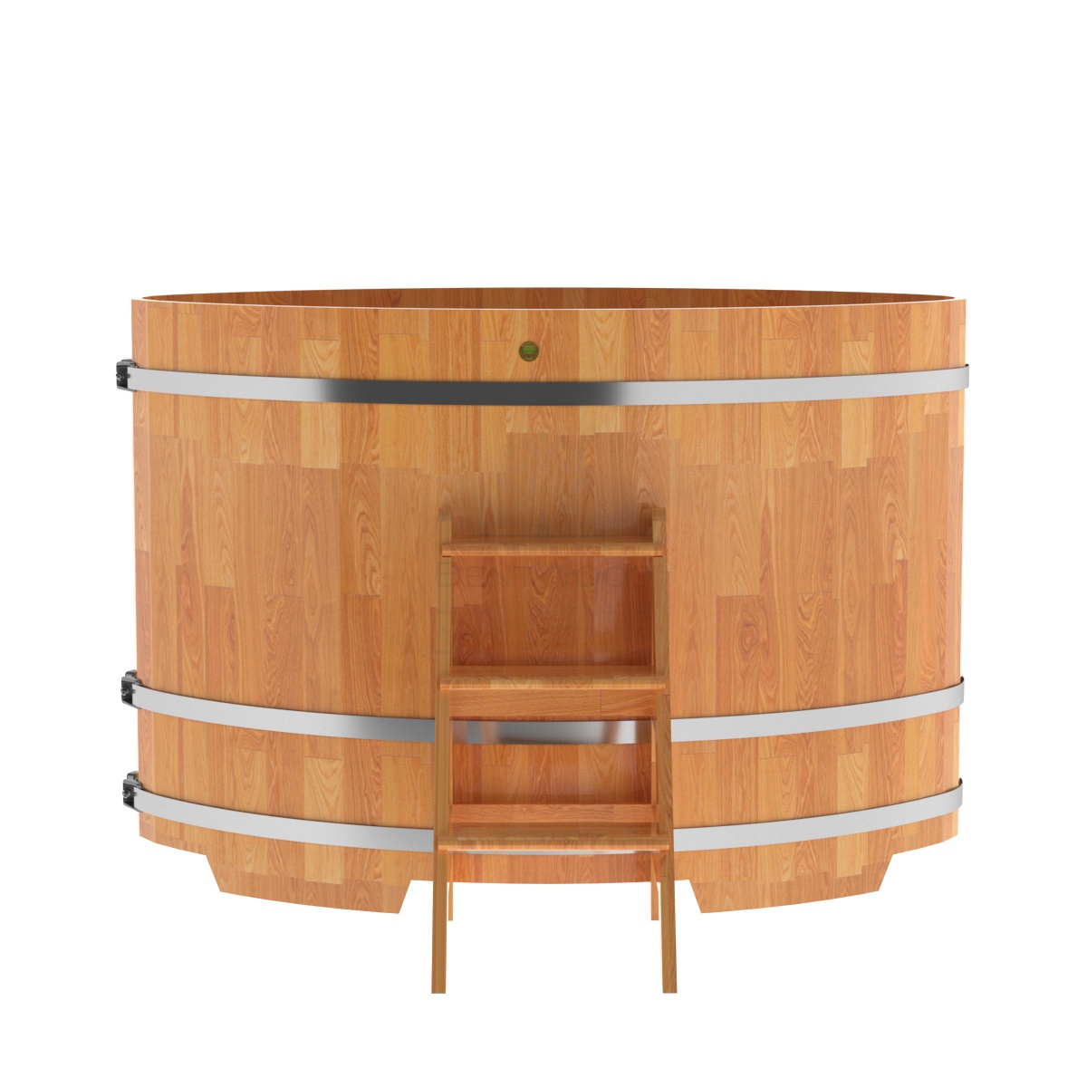 1541 Купель овальная из сращенных ламелей лиственницы 1,08х1,75х1,2 натуральная Alyarus  - Вид №3