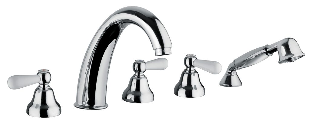 09531 / D Палубная ванна на пять отверстий и смеситель для душа с набором для душа. Bongio La Tosca 09531/D