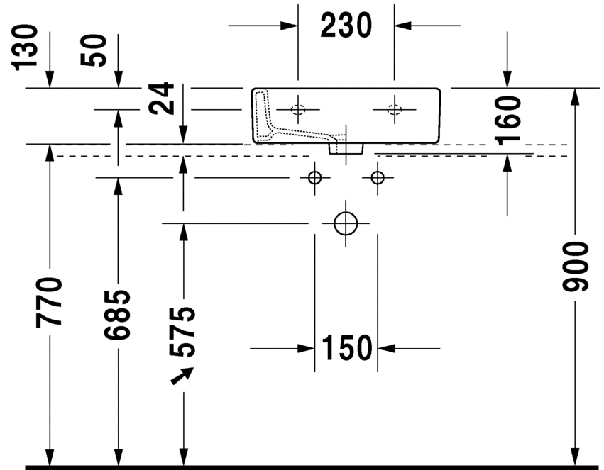 0704450027 Подвесная раковина настенная овальная Duravit Vero - Вид №2