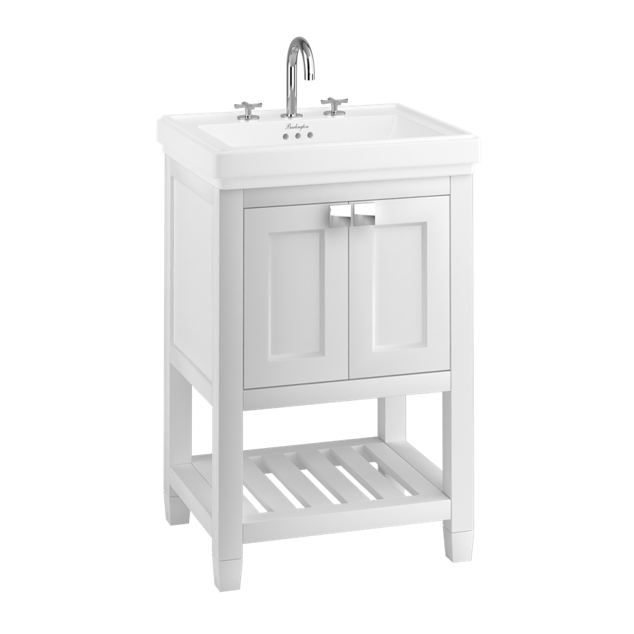 Burlington Riviera Мебель для умывальника Riviera 580 мм с квадратной раковиной Riviera 580 мм в розовом с 3 отверстиями под смеситель RIVF580P - RIV1 3TH  - Вид №2
