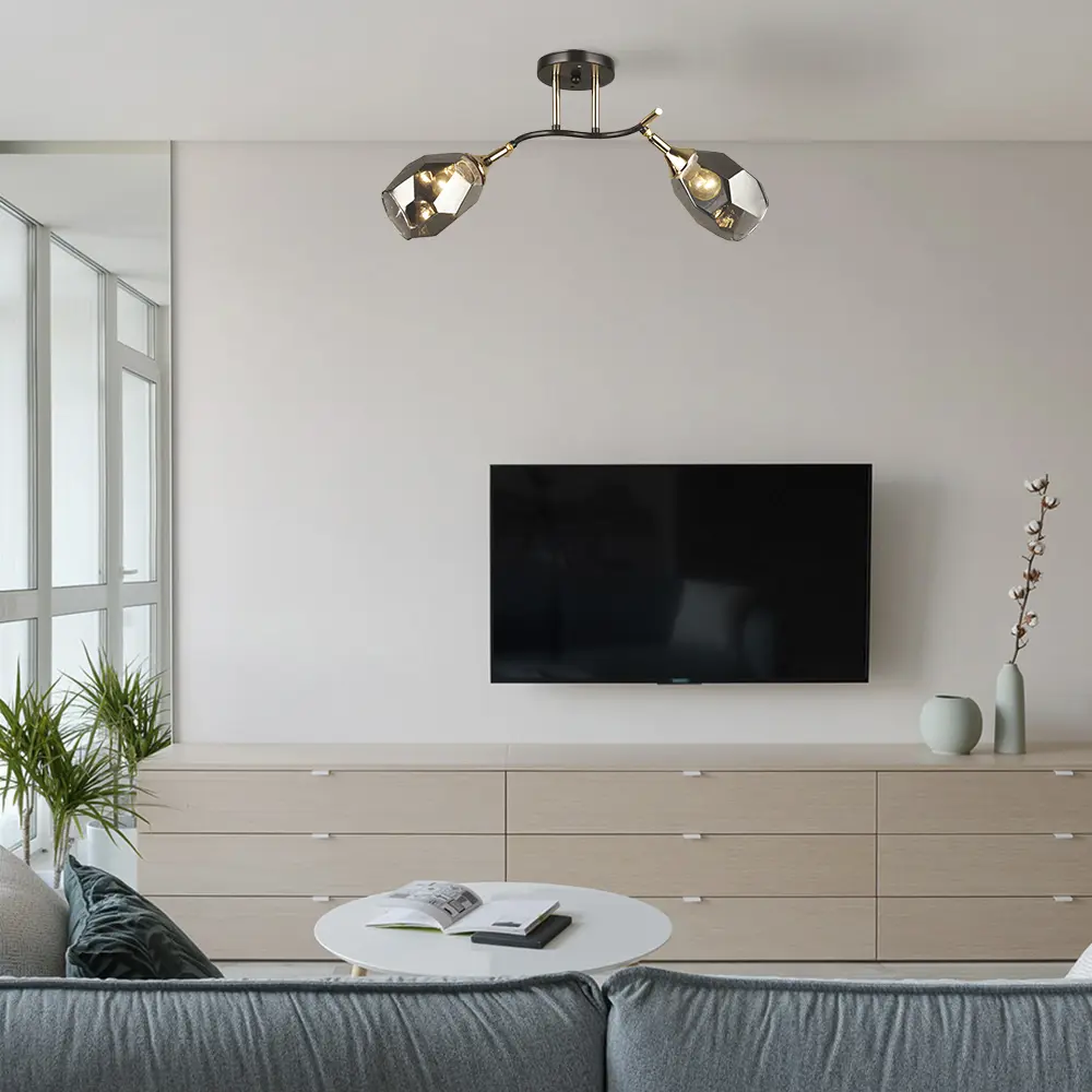 Люстра потолочная Семь огней Коул 2 лампы, 6 м², цвет черный/золото STLM-2188506 - Вид №9