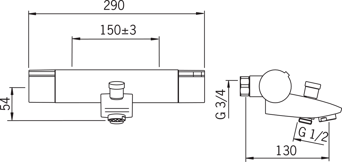 Oras 2875 Cмеситель для ванны и душа 2875 Cubista Хром  - Вид №1