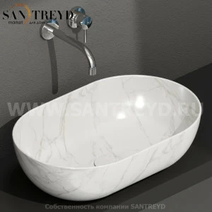 B6O54AC Накладная раковина на столешницу  овальная Ceramica Globo T-EDGE