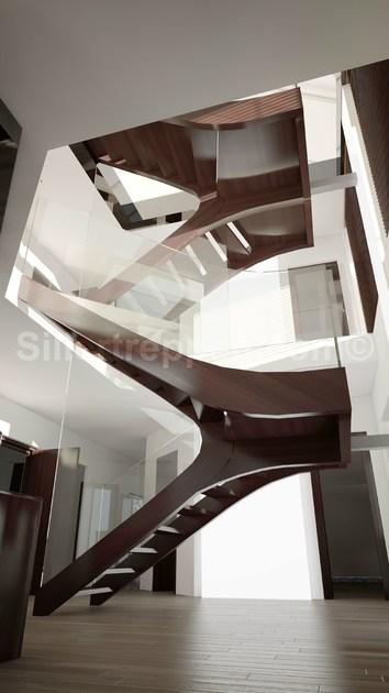 Siller Treppen Самонесущая открытая лестница из нержавеющей стали и стекла с боковыми перекладинами Melbourne sun-id-1477139 - Вид №1