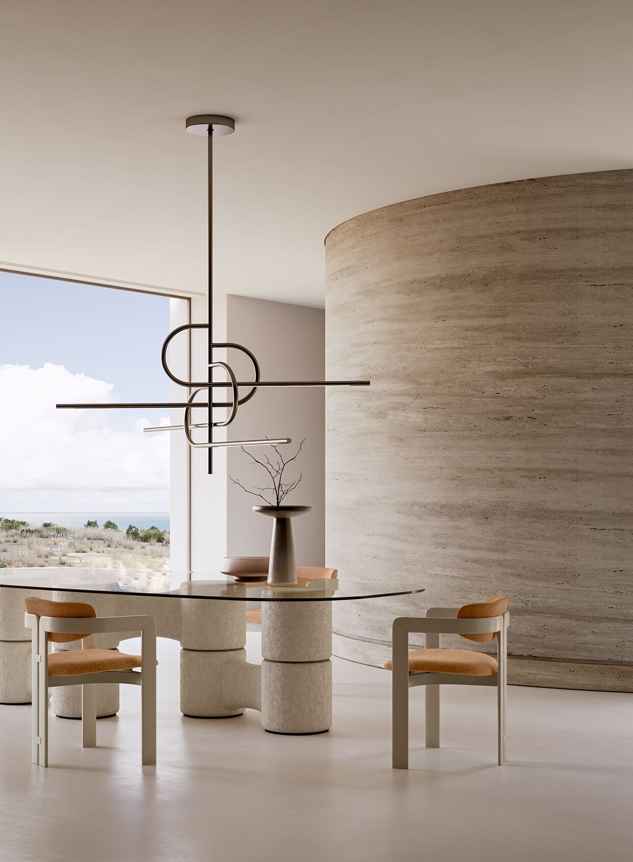 Стол из закаленного стекла с деревянным основанием Gallotti&Radice MOLECOLA ARCH-00150555 - Вид №4