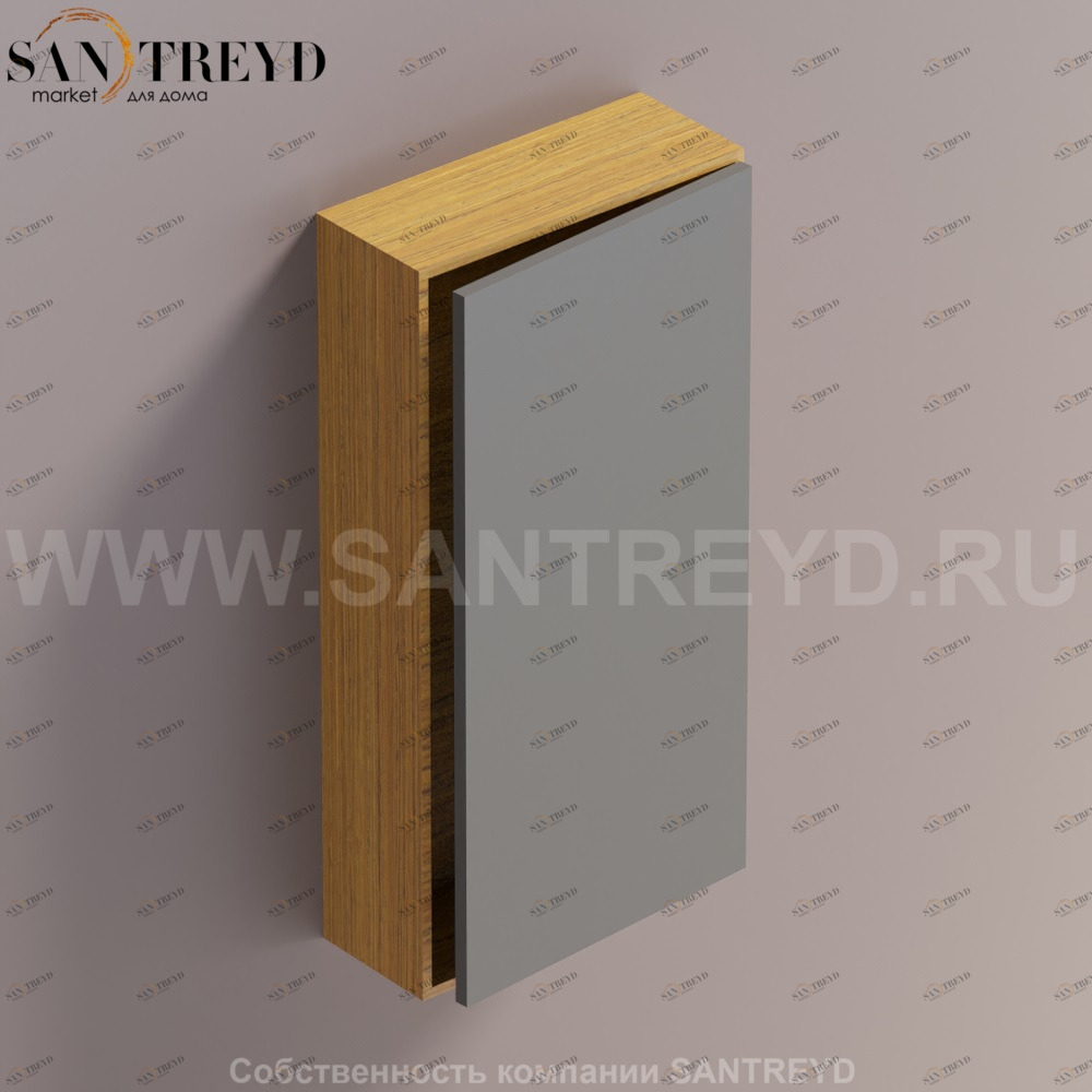 LIFT Модульный шкаф 80 см с правой дверью на доводчиках. Модули могут располагаться горизонтально и вертикально. Отделка: тик и темно-серая краска. AMOB052LGPTDX Agape