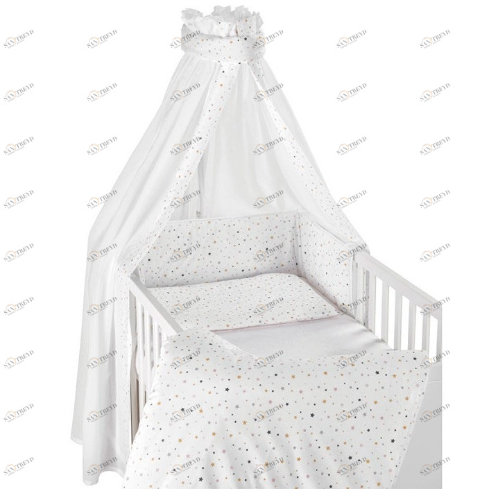 Постельное белье детское 4 предмета белое с золотом Little Stars SCHARDT  00-3880157 Разноцветный;белый Santreyd 