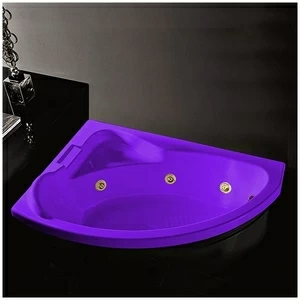 Ванна Gruppo tressee Syria V6557-SX-FZ фиолетовая с  золотой фурнитурой и гидромассажем угловая встроенная левая