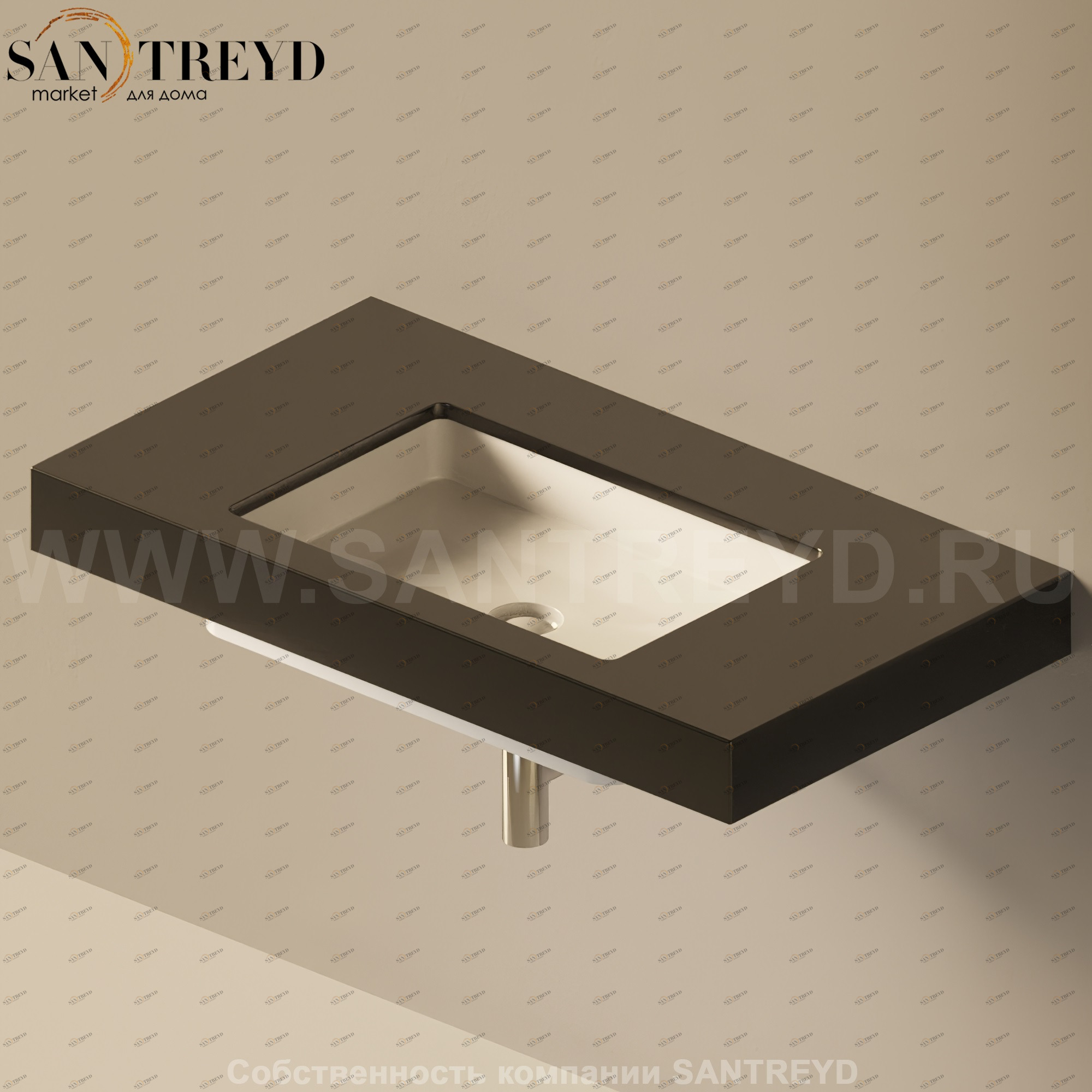 Flaminia FLYMAX Столешница с отверстием под раковину от 100 до 250 см черная FY60SP.9017 Ceramica Flaminia FY60SP9017