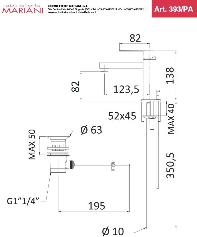 Rubinetterie Mariani Смеситель для раковины, однорычажный Polar 393/pa - Вид №2