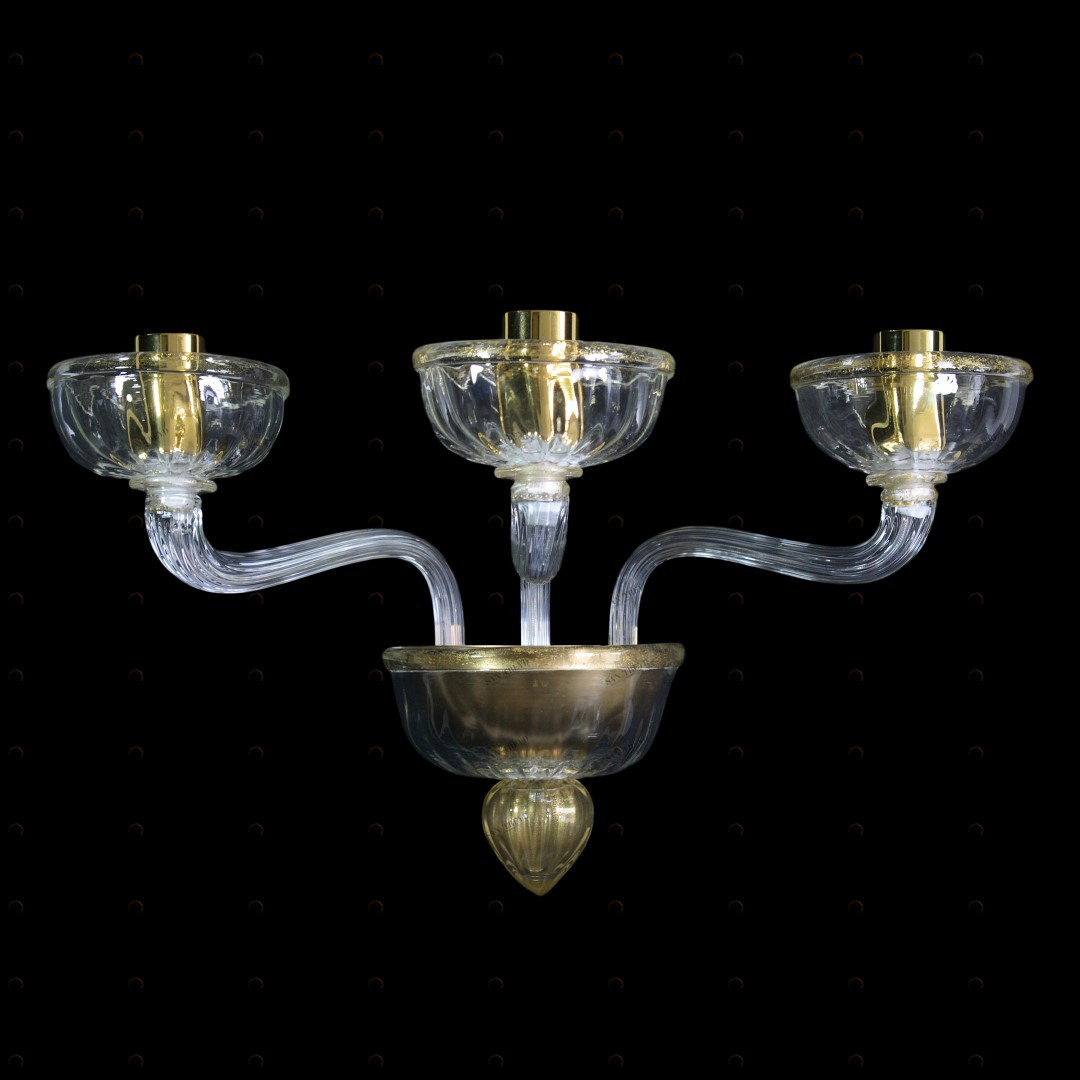 1151 ORIGINALMURANOGLASS Настенный Светильник Бра Бурано на 3 лампочки - Либерти Liberty - муранское стекло 25 см 