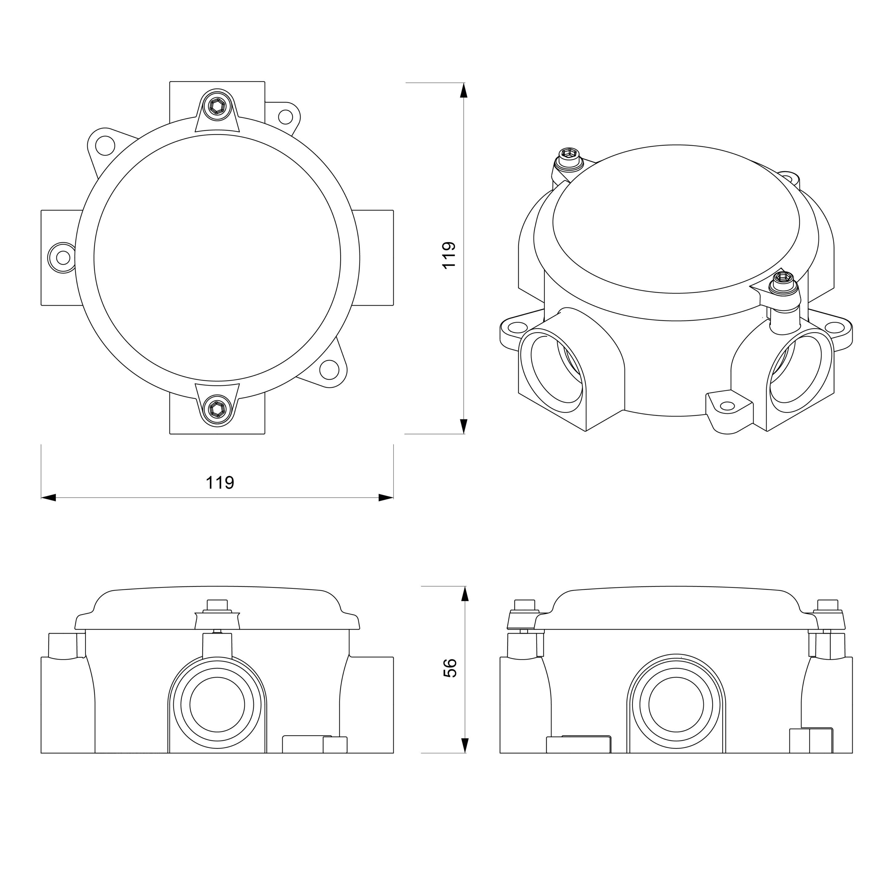 Анодированный алюминиевый распределительный ящик для электрической системы Genuit Graphite ARCH-00071639 - Вид №6
