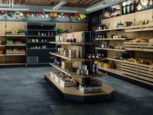 Деревянная напольная стойка дисплея