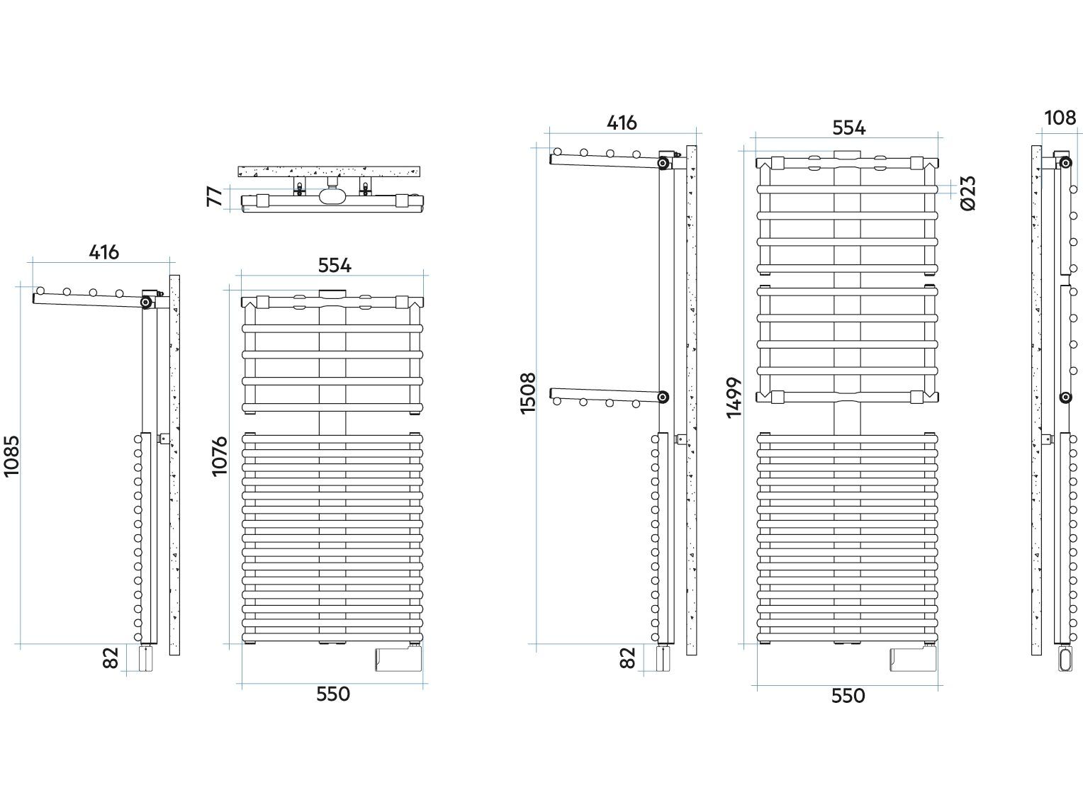 Настенный стальной электрический радиатор для ванной комнаты Irsap Get Up ARCH-00116784 - Вид №3