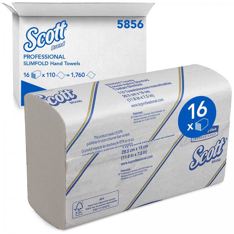 5856 Kimberly Clark Полотенца бумажные листовые Kimberly Clark Slimfold 5856 H2 Z-сложения 1-слойные в пачке по 110 листов 