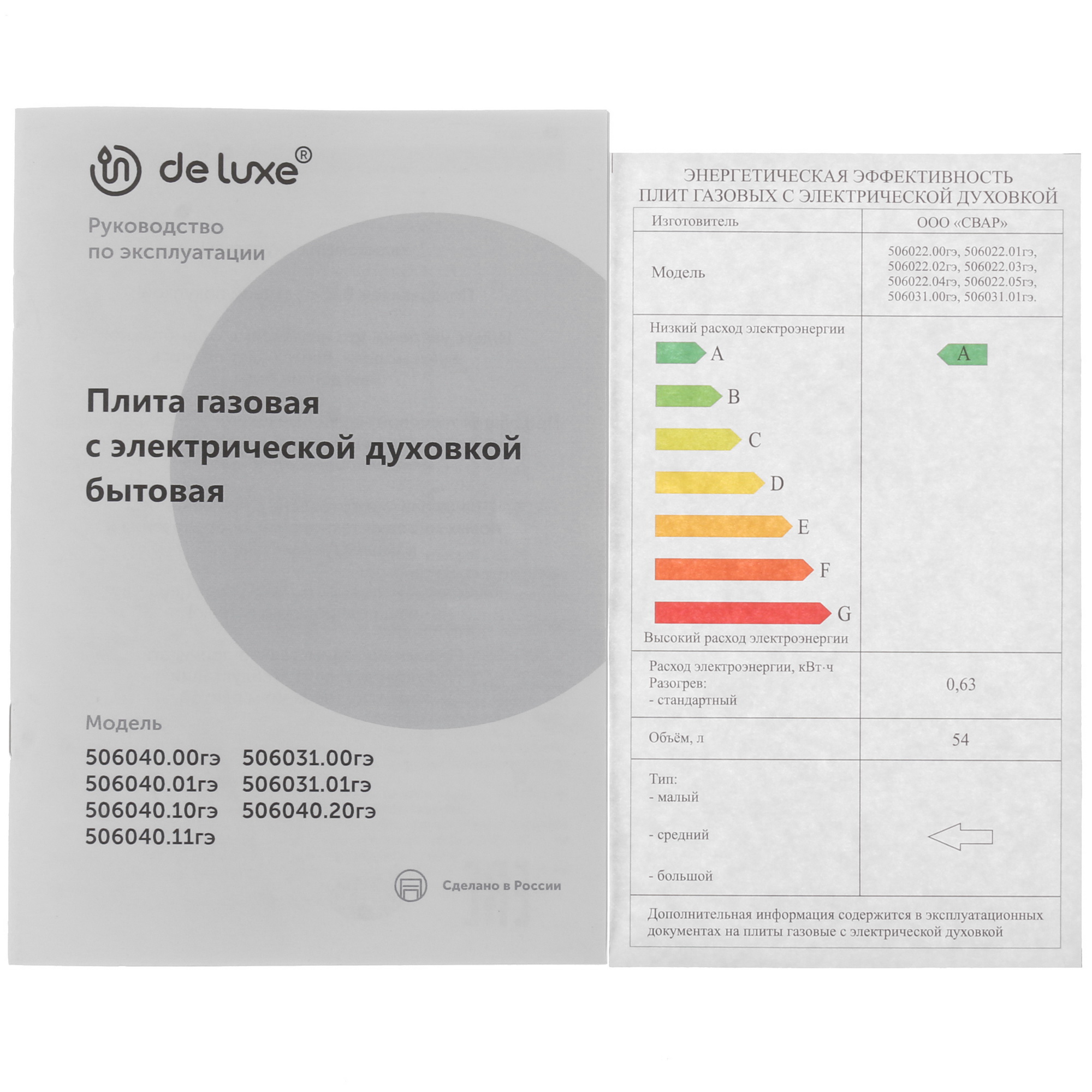 1185586 Комбинированная плита De Luxe 506031.01ГЭ (КР) белый STDN-0127392 - Вид №9