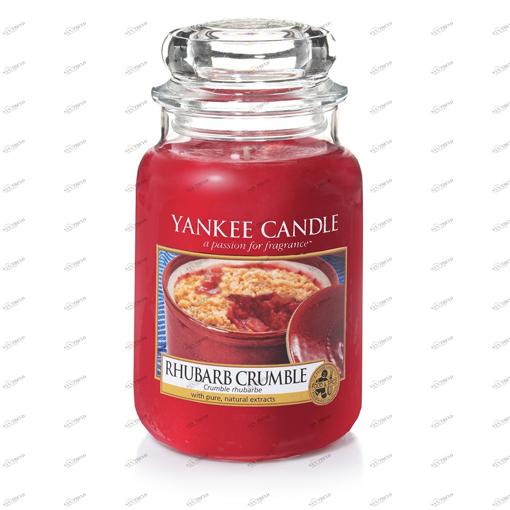 Свеча большая в стеклянной банке "Песочный пирог с ревенем" 623 гр 110-150 часов YANKEE CANDLE  267849 Красный 