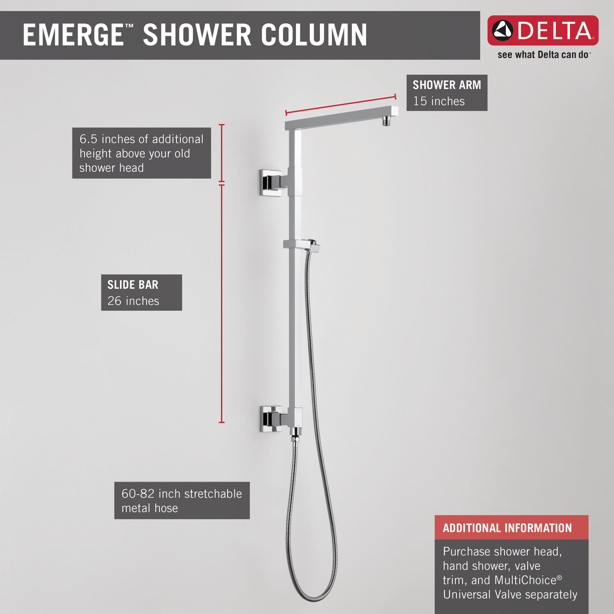 58420-RB Душевая колонна угловая 26 дюймов Delta Faucet Universal Showering Венецианская бронза  - Вид №3