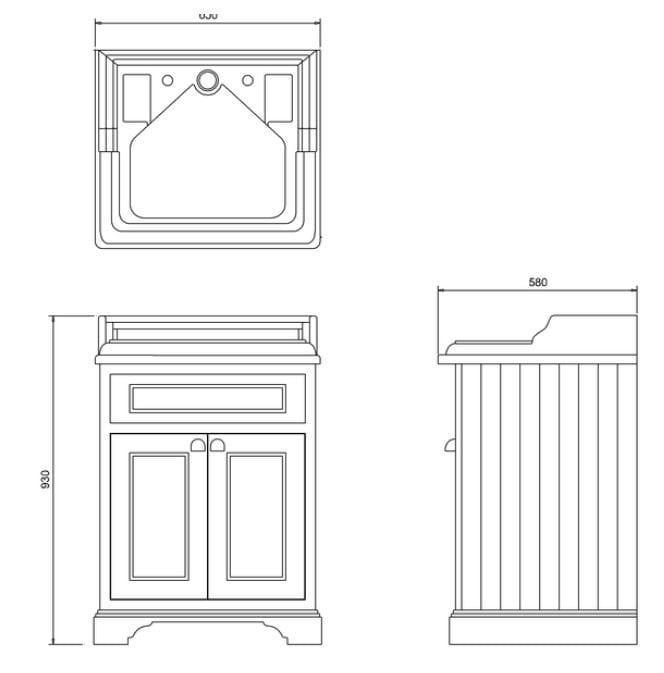 Деревянный одноместный напольный умывальник с дверцами Burlington Классическая ARCH-00027748 - Вид №5