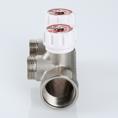 VTc.570.NE.0603 Коллектор с регулирующими вентилями и выходами стандарта «евроконус» Valtec 1", 3 x 3/4"  - Вид №2