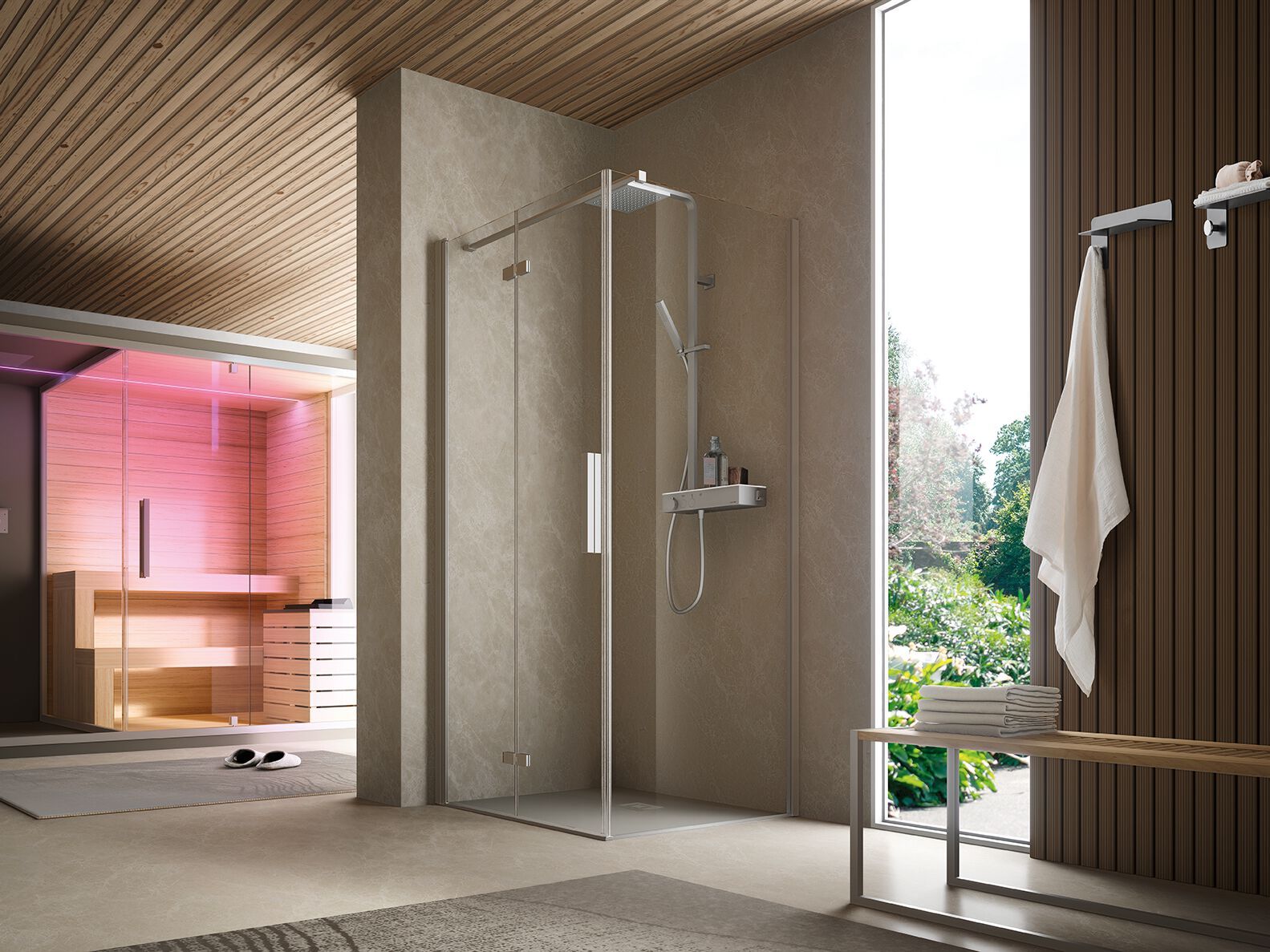 Стеклянная угловая душевая кабина Gruppo Geromin Time Swing Plus ARCH-00039162