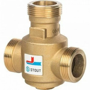 Трехходовой термостатический смесительный клапан G 1"1/4 НР 55°C STOUT