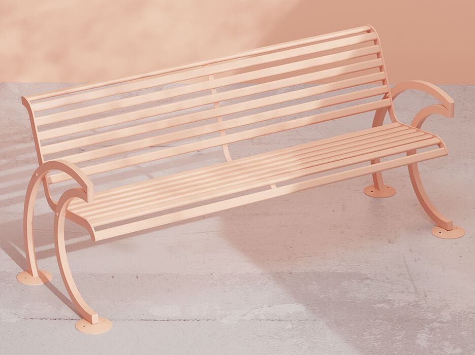 Металлическая скамья со спинкой с подлокотниками DIMCAR LUNA ARCH-00073410 - Вид №1