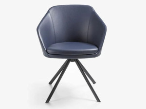 Кожаный мягкий стул с подлокотниками