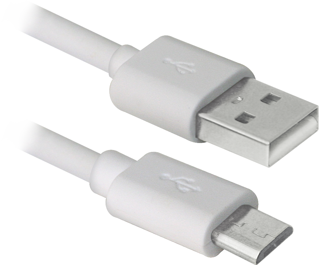 87477 usb кабель usb08-03bh usb2.0 белый, am-microbm, 1м Defender Santreyd  - Вид №1