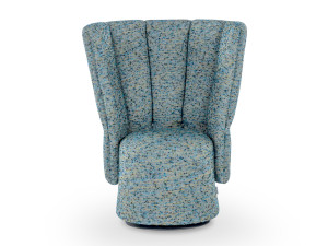 Поворотный стул из ткани с высокой спинкой