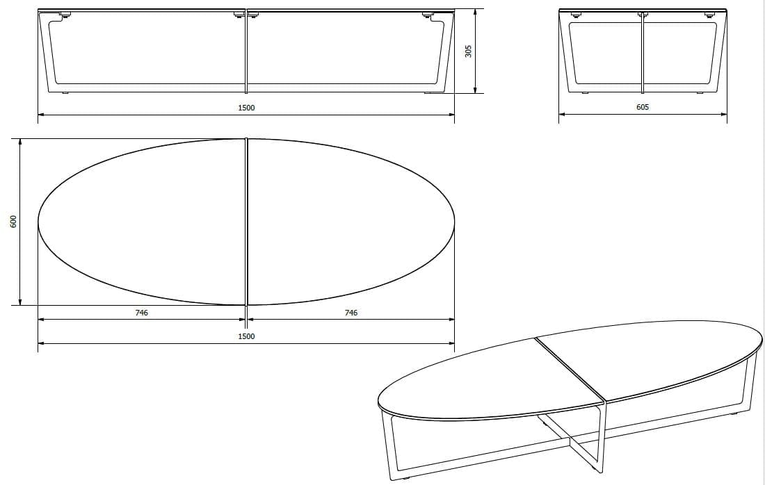 Стальной и хрустальный овальный низкий журнальный столик Bontempi Casa CROSS ARCH-00113644 - Вид №4