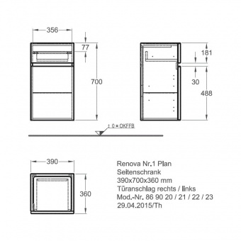 Шкаф боковой Keramag Renova Nr. 1 Plan 869021000 Santreyd  - Вид №2