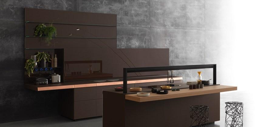VALCUCINE Кухня из непрозрачного стекла Mocaccino с медным ящиком Genius loci sun-id-1380834 - Вид №1