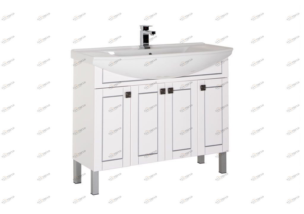 Тумба с раковиной Aquanet Честер 105 белый/серебро 0018263000183609