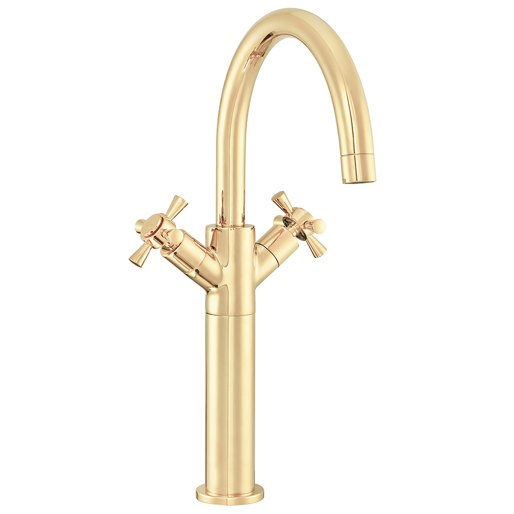 102808614  Смеситель для раковины Quadrille High Type - Gold Look Eca 