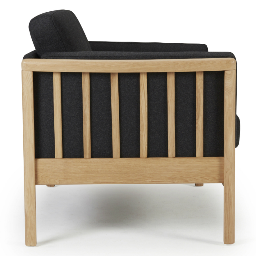 Диван двухместный Aya, цельный лакированный дуб, темно-серый Kragelund 12902202525 - Вид №2