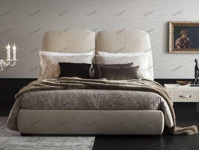 Chaarme Letti Двуспальная кровать со съемным чехлом из экокожи с мягким изголовьем sun-id-1502891