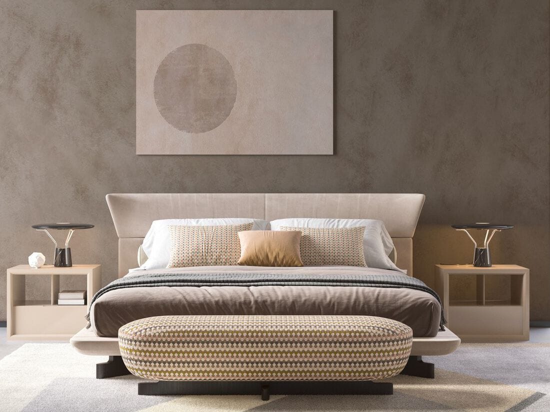 Двуспальная кровать из ткани с мягким изголовьем CPRN HOMOOD Shapes 2025 ARCH-00144921