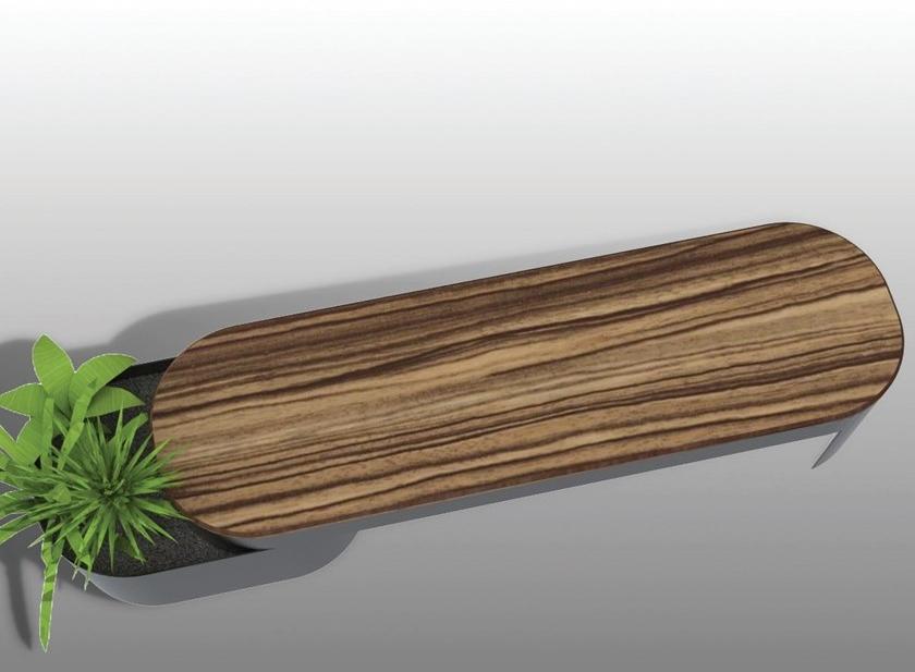 Manufatti Viscio Скамья из стали и дерева со встроенной сеялкой без спинки sun-id-1400064 - Вид №2