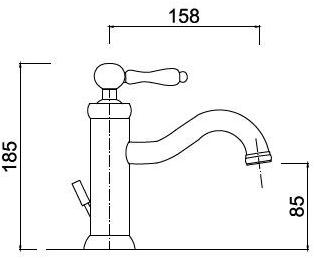 Rubinetteria Giulini Смеситель для умывальника, однорычажный, на столешницу, на одно отверстие Hermitage - hermitage crystal F4433a - Вид №1